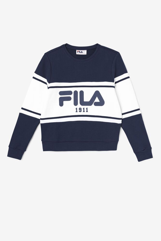 Fila Sweatshirt Jayla Crew Womens Navy - India BZQ-982310